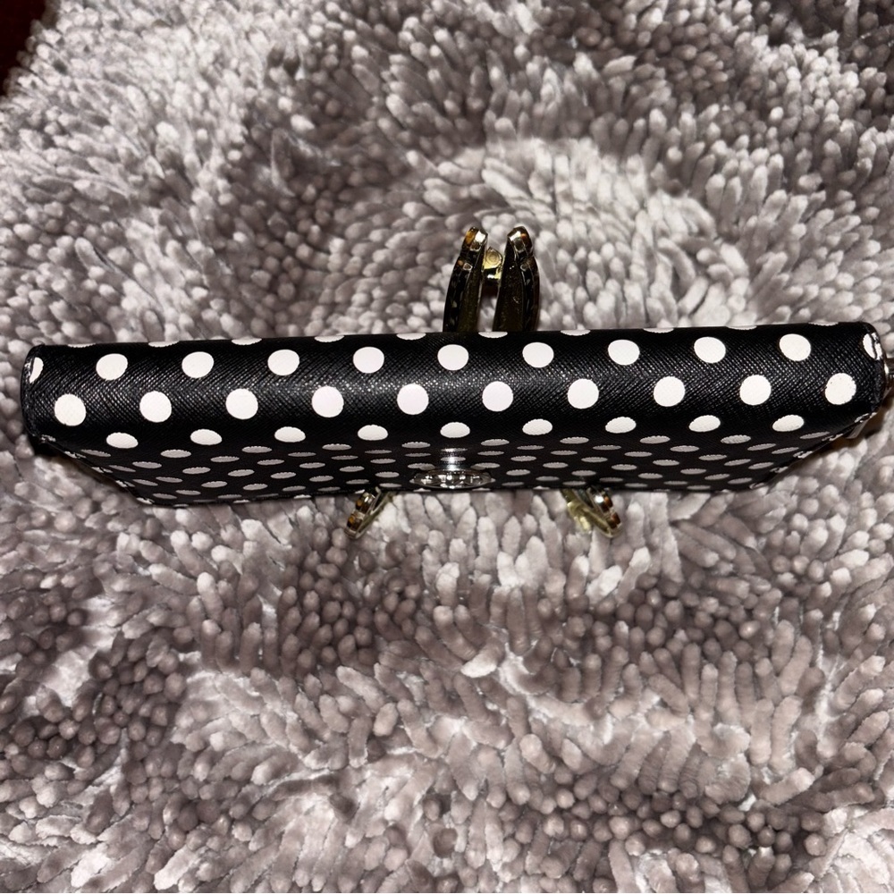 Michael Kors Fulton Black and White Polka Dot Saffiano Leather Wallet - Picture 5 of 6